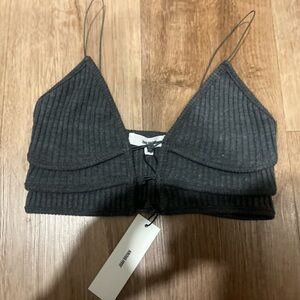 Joah Brown Charcoal Ribbed Crop Top